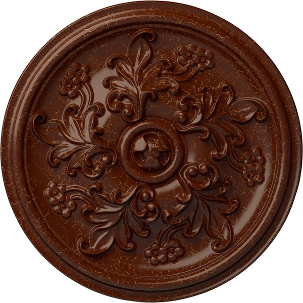 Ekena Millwork Katheryn Ceiling Medallion (Canopies up to 2 1/8"), 14 1/2"OD x 2 3/4"P, Burnished Mahogany Crackle CM14KTBMC - main